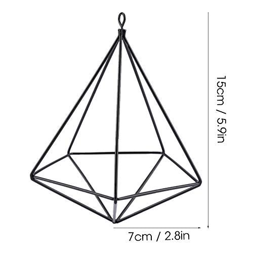 Air Plant Holder,Metal Geometric Hanging Airplants Plant Hanger, Freestanding Hanging Geometric Plant Stand, Flower Hanger Moss Fern Plant Pot Decor(Black)