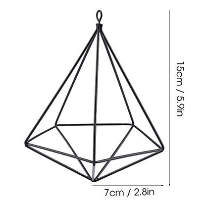 Air Plant Holder,Metal Geometric Hanging Airplants Plant Hanger, Freestanding Hanging Geometric Plant Stand, Flower Hanger Moss Fern Plant Pot Decor(Black)