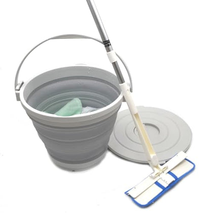 SAMMART 10L (2.64Gallon) Collapsible Fishing Bucket with Locking Lid - Portable Plastic Water Pail - Space Saving Outdoor Waterpot - Outdoor (1, Grey)