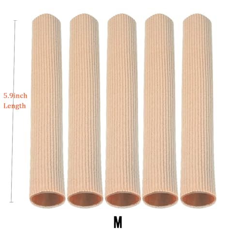 5 Pack Cut Toe Tube Sleeves Made of Elastic Fabric Lined Silicone Toe Sleeve Protector - size: 5.9Inch (Pack of 5)