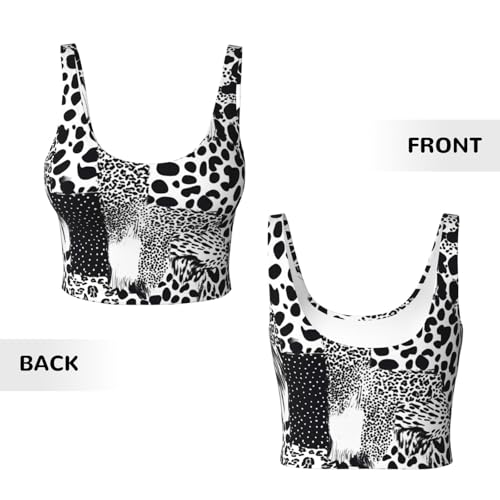 Leopard Print Display Printed Women's Sports Tank top with Removable Chest Pads for Fitness