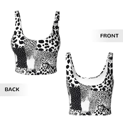 Leopard Print Display Printed Women's Sports Tank top with Removable Chest Pads for Fitness