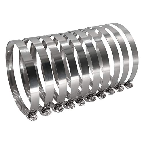 5" Worm Gear Hose Clamp - SAE 80 Size, Full Stainless Steel with 1/2" Band Width, Working Range 116mm - 140mm Hose Clamps,10 Pack
