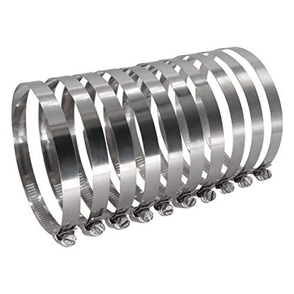 5" Worm Gear Hose Clamp - SAE 80 Size, Full Stainless Steel with 1/2" Band Width, Working Range 116mm - 140mm Hose Clamps,10 Pack