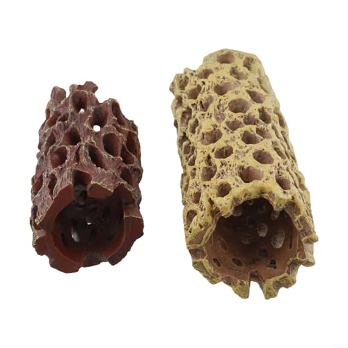 Aquarium Decoration Shrimp Hideout and Hermit Crab Climbing Toy with Reptile Moss Attachment for Small Animal Nesting Spot Resin Fish Tank Ornament