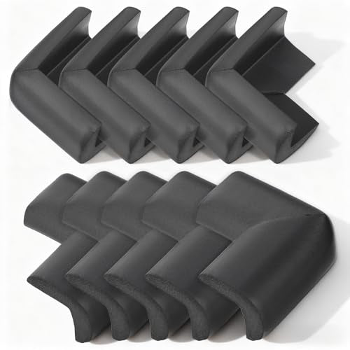 Qianyu 10 Pack Soft Sponge Table Corners Baby Proofing Edge and Corner Guards Adhesive Safety Foam Desk Furniture Corner Protectors Cover Bumpers for Kids Bed Table Cabinet Fireplace Stair