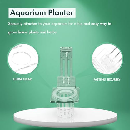 Upgraded Acrylic Adjustable Clear Aquarium Plant Holder, Premium Aquarium Planter, Sturdy Aquarium Pothos Holder for Optimal Plant Growth (Small)