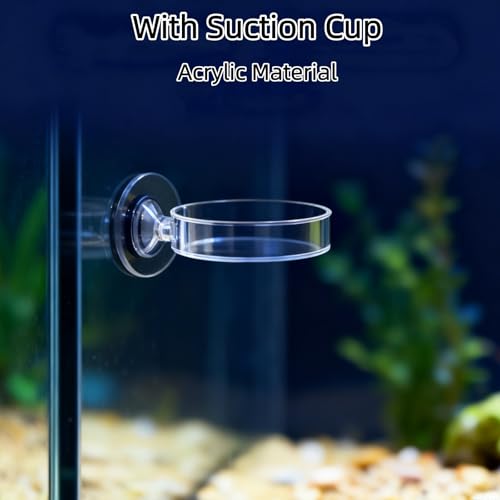 3Pcs No Mess Aquarium Feeder - Premium Shrimp Feeding Dish with Suction Cups Round Fish Food Feeding Bowls for Clear Fish Tanks Anti-Slip Design Food Box for Aquarium