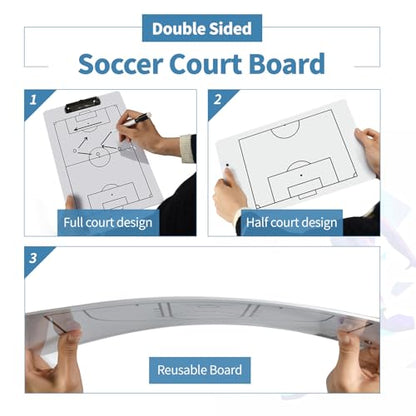 Eco Friendly PVC Multi Sport Coaching Clipboard Reusable Tactical Board for Basketball,Soccer,Volleyball,Handball and Futsal Portable Training Essential for Coaches - style: Soccerl Board