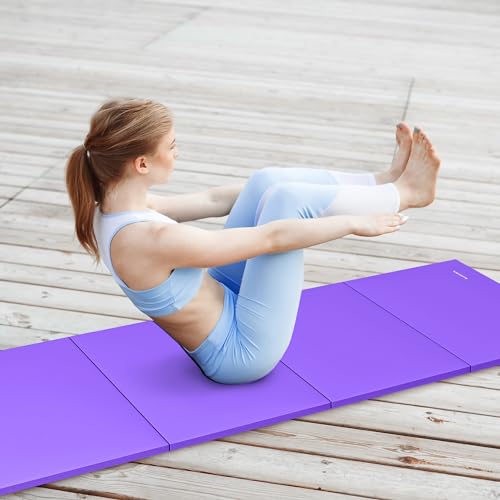BalanceFrom All Purpose Extra Thick High Density Anti Tear Gymnastics Gym Folding Exercise Aerobics Mats - color: Purple