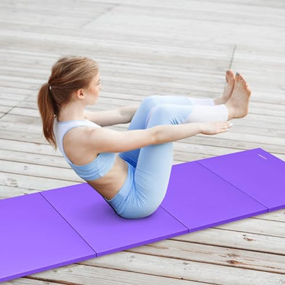 BalanceFrom All Purpose Extra Thick High Density Anti Tear Gymnastics Gym Folding Exercise Aerobics Mats - color: Purple