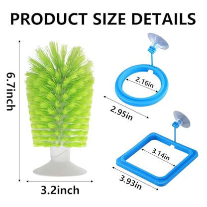 3 Pcs Aquatic Turtle Tank Accessories, Turtle Feeding Ring with Suction Cup and Brush, Toys for Tortoise Aquarium Enrichment Habitat