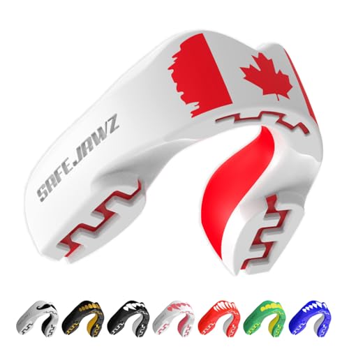 SAFEJAWZ Canada Flag Mouth Guard, Adult Dual Layer Mouthguard with Case - color: Canada Flag, size: Adult (12+)