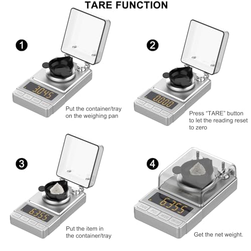 Milligram Scale 100g/0.001g Sliver, Mg Scale with 20g Calibration Weight and Accessories, Sliver Powder Scale for Reloading - color: Silver