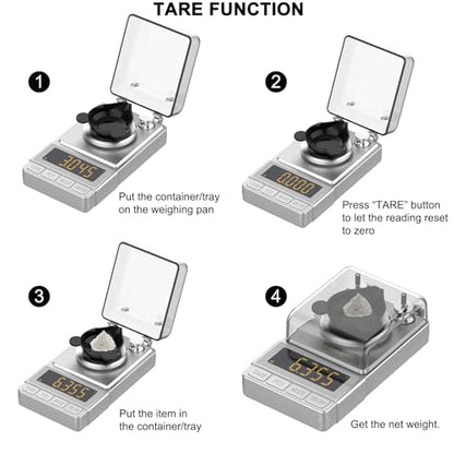 Milligram Scale 100g/0.001g Sliver, Mg Scale with 20g Calibration Weight and Accessories, Sliver Powder Scale for Reloading - color: Silver