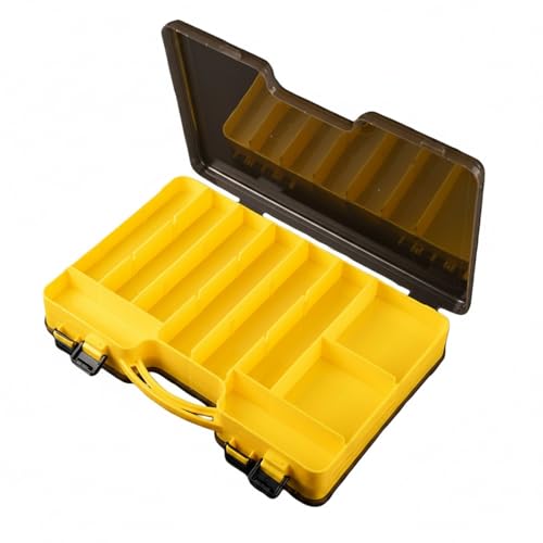 Portable Fishing Tackle Box with Handle, Durable PVC Storage Case for Lures and Hooks, 13 x 3.3 x 1.6 Inches - color: Yellow