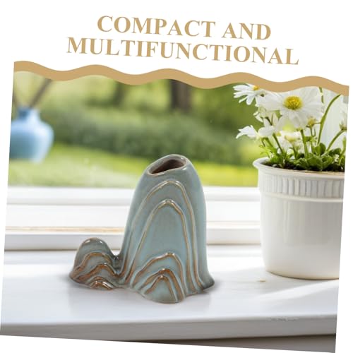 Ceramic Miniature Mountain Ornament Fish Tank Decor Zen Garden Accessories Versatile Bonsai Landscape Brush Holder for Room Office Study
