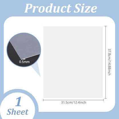 BENECREAT 14.88x12.4inch Ultra Thin Silicone Rubber Sheet, 0.5mm Thick Waterproof Silicone Mats, Clear Desktop Protector Pad for Heat Insulation Tabletop Protection
