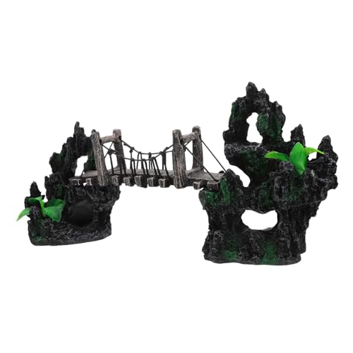 Alipis Aquarium Suspension Bridge Decor Resin Rockery Adornment for Fish Tank Landscaping Lifelike Model Unique Design Creative Aquarium Decoration