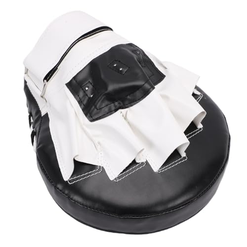 RiToEasysports Boxing Punching Mitt, PU Leather Curved Boxing Pad with Adjustable Strap, Training Hand Pad for Taekwondo Muay Thai, Adults Kids All Skill Levels - color: Black White