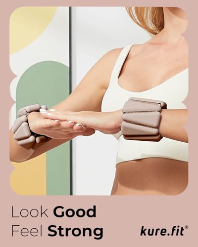 Pilates Wrist & Ankle Weights | Adjustable Weighted Bangles | 1LB/2LB Each - color: Taupe, size: 2 LB
