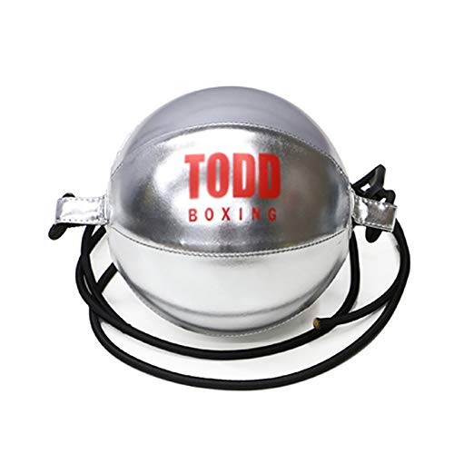 Speed Punch Bag Leather Speed Ball Hanging Boxing Punching Ball, Double End Ball with Boxing Reflex Ball for Gym MMA Boxing Sports Punch Bag - color: Silver