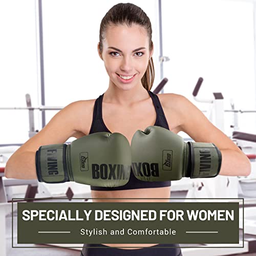 Boxing Gloves for Women - color: New Green, size: 14oz