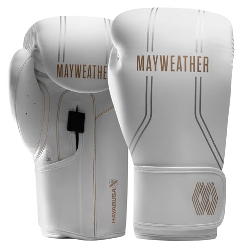 Hayabusa Mayweather Contender Boxing Gloves for Men and Women - color: White/Gold, size: 16oz