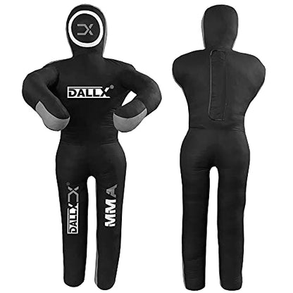 DALLX MMA Grappling Dummy BBJ Wrestling Brazilian Jiu Jitsu Punching Bag Judo Karate Throwing Boxing Fighting Dummy Self Defense Standing Position – UNFILLED - color: Black Grey, size: 5 FT