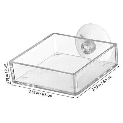 balacoo Aquarium Feeding Plate with Suction Cup 2.55 Inch Square Transparent Fish Tank Feeder Bowl Adjustable Height Shrimp Feeder for Freshwater Fish Easy to Clean 4 Pack