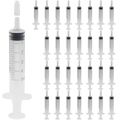 5ml Small Syringes Without Needle, 12 Pack Plastic Syringe with Cap for Pet Feeding, Scientific Labs, Glue, Oil & Precise Liquid Measurement - size: 5ml