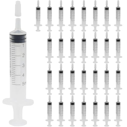 5ml Small Syringes Without Needle, 12 Pack Plastic Syringe with Cap for Pet Feeding, Scientific Labs, Glue, Oil & Precise Liquid Measurement - size: 5ml