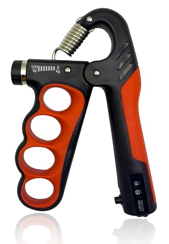Grip Strength Trainer, Hand Grip Strengthener, Forearm Strengthener, Adjustable Resistance 11 Lbs - 220 Lbs, Ergonomic Design - color: red