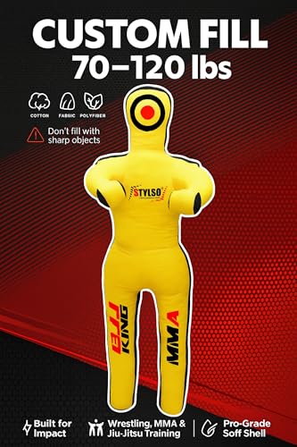 Unfilled Grappling Dummy – Adult Life Size Wrestling & BJJ Training Dummy, MMA Jiu Jitsu Judo Takedown & Throwing Practice, Heavy-Duty Triple-Stitched Canvas Submission Dummy - color: Yellow, size: 5ft / 60"