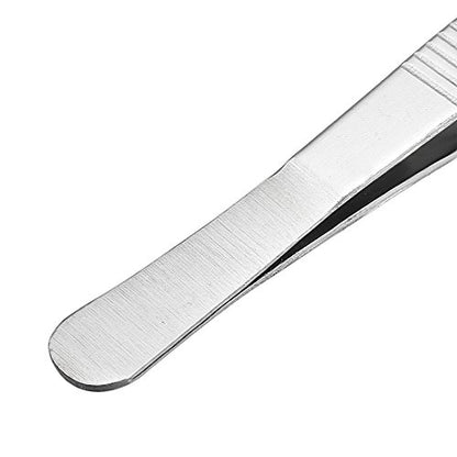 uxcell 5 Pcs 5-Inch Stainless Steel Tweezers with Curved Serrated Tip