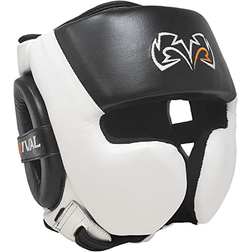 RIVAL Boxing RHG30 Mexican Headgear - Big Cheek Protectors for Optimal Nose and Eye Protection, Microfiber Inner Lining - color: Black/White, size: Small