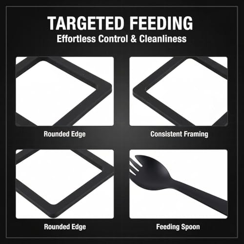3 Pcs Floating Fish Feeding Ring Set, Square Aquarium Interception Tool for Duckweed Control, Prevents Food Scattering for Guppies and Small Fish, Includes Feeding Spoon, 3 Sizes