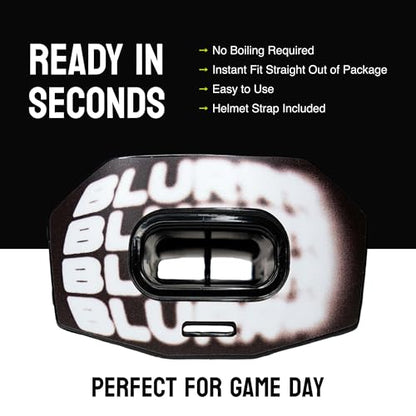 DAMAGE CONTROL Youth Football Mouth Guard – Blurr | Heavy Duty, Breathable No Boil Mouthpiece, Maximum Airflow, Protects Lips & Teeth, Works with Braces, Includes Helmet Strap - color: Blurr