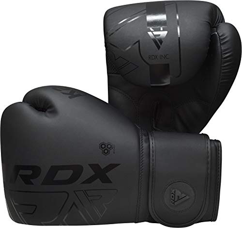 RDX Boxing Gloves, Pro Training Sparring, Maya Hide Leather, Muay Thai MMA Kickboxing, Men Women Adult, Heavy Punching Bag Focus Mitts Pads Workout, Ventilated Palm, Multi Layered, 8 10 12 14 16 18 Oz - color: BLACK, size: 8 OZ