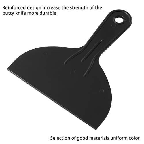 Plastic Putty Knife Set - 3Pcs Black Plastic Scraper Tool, 1.5"/3"/6" Sizes Spackle Knife for Spackling, Painting, Drywall, Arts and Crafts, Tile Jobs, Tamale Making