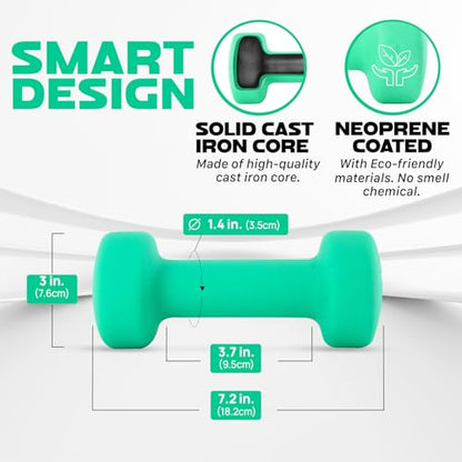 Yes4All Neoprene Dumbbells, Pairs and Sets with Rack for Home Workouts - color: D. Dark Green, style: Pair