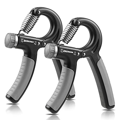 NIYIKOW 2 Pack Grip Strength Trainer, Hand Grip Strengthener, Adjustable Resistance 22-132Lbs (10-60kg), Forearm Strengthener, Perfect for Musicians Athletes - color: Grey