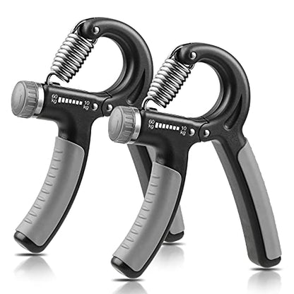 NIYIKOW 2 Pack Grip Strength Trainer, Hand Grip Strengthener, Adjustable Resistance 22-132Lbs (10-60kg), Forearm Strengthener, Perfect for Musicians Athletes - color: Grey