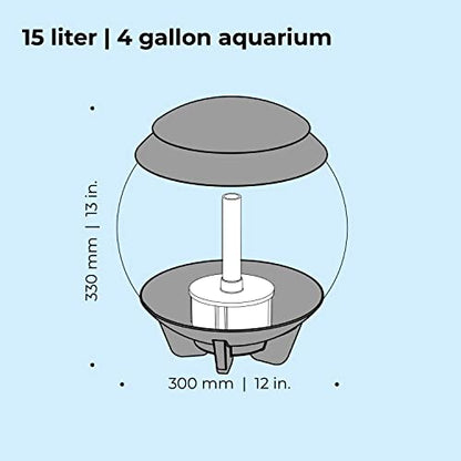 biOrb Halo 15 Acrylic 4-Gallon Aquarium with Multi-Color Remote-Controlled LED Lights Modern Compact Tank for Tabletop or Desktop Display, Gray