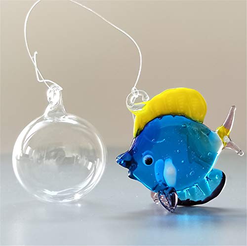 Color Bubble Fish Miniature Hand Blown Tropical Fish Figurine Art Glass Sea Animals,Set of 6 for Small and Medium Fish Tanks (B)