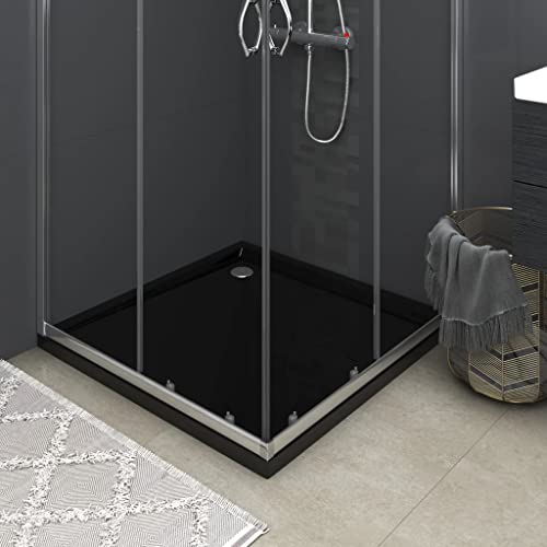 vidaXL Square ABS Shower Base Tray Home Indoor Bath Bathroom Hardware Fixture Part Plumbing Low Threshold Shower Tray Bath Pan Base Black - color: Black, size: 35.4" x 35.4"