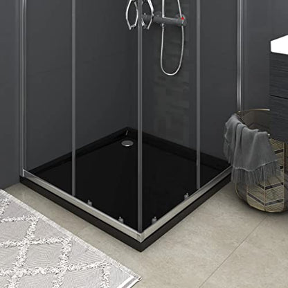 vidaXL Square ABS Shower Base Tray Home Indoor Bath Bathroom Hardware Fixture Part Plumbing Low Threshold Shower Tray Bath Pan Base Black - color: Black, size: 35.4" x 35.4"