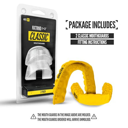 2 Pack Nxtrnd Classic Mouthguard, Custom Fit Sports Mouthpiece for Football, Boxing, MMA, Basketball, Hockey, Lacrosse, Youth & Adult (Yellow) - color: Yellow