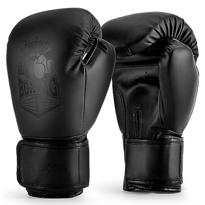 Kids Boxing Gloves for Sparring,Punching Bag,MMA Training,Ages 3-15 - color: Black, size: 6 oz