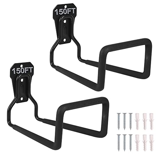 2pcs Heavy Duty Hose Hanger Garden Hose Storage Black Water Hose Holders for Outside Wall Mount Garden Hose Reel Hose Stand - color: 2pcs Black